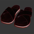 Black Cross Strap Leather Slippers with White Orange Sole and Casual Design