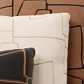 Stylish Decorative Throw Pillows in Brown Beige Black with Abstract Geometric Line Patterns 3d model