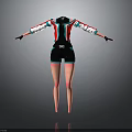 3D Character Back View Costume With Red White Black Stripes And RH Logo