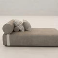 Modern Gray Upholstered Chaise Lounge With Patterned Pillows And Minimalist Design 3d model