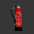 Red Fire Extinguisher With Instruction Label And Hose For Home Safety Use