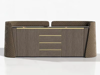 Modern Wooden Sideboard With Textured Panels Drawers And Metal Accents 3d model