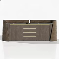 Modern Wooden Sideboard With Textured Panels Drawers And Metal Accents
