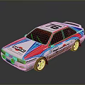 Rally Race Car With Marlboro Logo Number 76 Red White Blue Livery