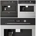 Kitchen Appliances Featuring Different Designs Black and Silver Control Panels with Knobs and Time 3d model