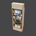Modern Wooden Bookcase With Multiple Shelves Books Photo Frame Potted Plant And Storage Baskets