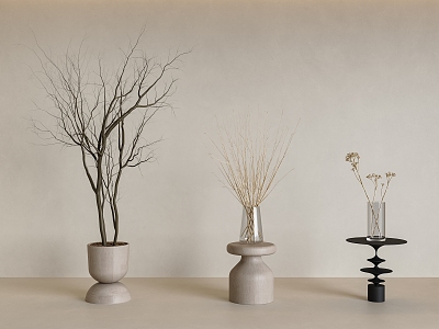 Quiet air-dried branch pendulum potted plant combination dry branch pendulum dead branch potted plant dry branch floral pendulum dead branch dry branch 3d model