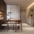 Modern Living And Dining Room Interior With Wooden Furniture Simple Decor And Lighting Elements