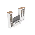 Modern TV Wall Design With White Glass Door Cabinets TV Stand And Decorative Items