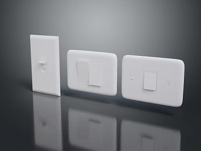 Modern White Switch Plates With Different Designs And Multiple Sleek Panels 3d model