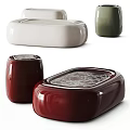 Modern Ceramic Coffee Table With Red White Green Colors And Smooth Surface Design