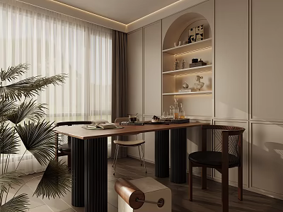 French Middle Ancient Restaurant Vintage Restaurant Dining Table and Chair Ornaments 3d model