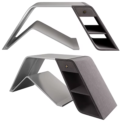 Modern Geometric Desk Design With Metal Frame Fabric Panel And Storage Shelves 3d model