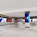 Modern Digital Store Interior With iPhone Electronics Display Tables Cabinets And Shopping Area 3d model