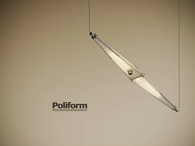 Poliform Modern Linear Pendant Light Featuring Silver Metal Frame And Sleek Design 3d model