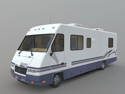 Winnebago White Motorhome Exterior With Blue Purple Stripes And Modern Design 3d model