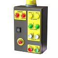 Industrial Control Panel With Colored Buttons Indicator Lights And Function Labels 3d model