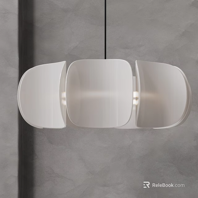 Modern Pendant Light with Curved White Shades and Soft Illumination Design 3d model 