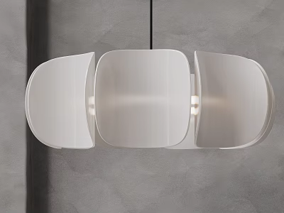 Modern Pendant Light with Curved White Shades and Soft Illumination Design 3d model