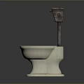 Old Fashioned Ceramic Toilet With Overhead Water Tank For Home Bathroom