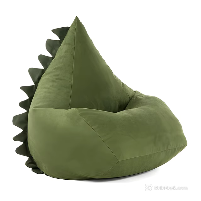 Green Dinosaur Shaped Bean Bag Chair With Serrated Back For Kids Room 3d model 