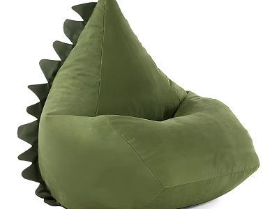 Green Dinosaur Shaped Bean Bag Chair With Serrated Back For Kids Room 3d model