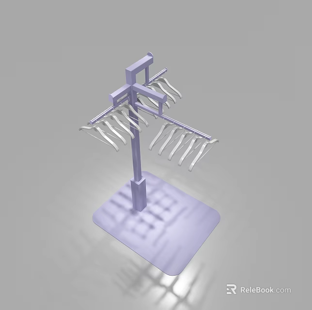 Clothing Store Purple Multi Hanger Display Rack With Hangers For Garment 3d model 