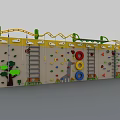 Colorful Children's Sports Equipment Climbing Wall With Holds Rings Ladder And Decorations