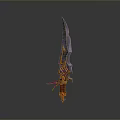 Fantasy Weapon Purple Blade With Red Accents And Ornate Mythical Design