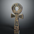 Ancient Egyptian Ankh Symbol With Gold Black Details And Intricate Carvings