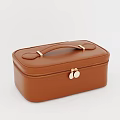 Brown Leather Storage Case With Elegant Handle And Metal Clasp Design