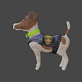 Adventurous Game Character Dog In Blue Vest And Green Collar Standing In Wheat Field