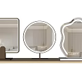 Modern Stylish Mirrors With Square Round Irregular Shapes And LED Lights For Interior Decor 3d model
