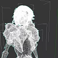Dark Haired Woman With White Eyes Black Makeup And Red Choker In 3D Character Model