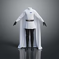 White Robe Costume with Black Gloves Boots Belt and Chest Badge Design