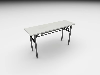 Simple White Conference Table With Metal Frame And Sturdy Design Structure 3d model
