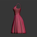 Pink Spaghetti Strap Satin A Line Dress With Flared Skirt Design