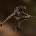 Eerie Emaciated Fantasy Creature With Long Limbs Rough Skin And Crouching Posture