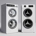 Two Modern White Vertical Double Tub Washing Machines With Circular Viewing Windows 3d model