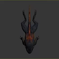 Fantasy Game Creature Character with Blue Red Orange Body Long Tentacles and Fins