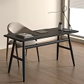 Modern Desk and Chair Desk and Chair Combination Table Lamp Computer Ornaments 3d model