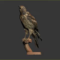 Lifelike Eagle Perched On Wooden Base With Detailed Feather Texture
