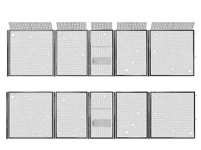 heavy industrial engineering construction industrial fence factory fence barbed wire fence roller shutter door 3d model