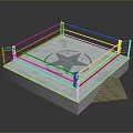 Sturdy Boxing Ring Model Featuring Red Blue Ropes and Star Logo