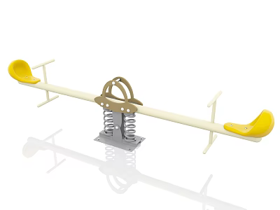 Outdoor Playground Seesaw With Yellow Seats Spring Mechanism And Metal Frame 3d model