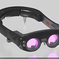 Black Comfortable Head Mounted VR Glasses With Purple Lenses Digital Device 3d model