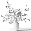 Decorative Ornament Set with Black Vase and Green Foliage Plant for Home Interior Decoration