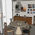 Middle ancient style log dining table and chair combination 3d model