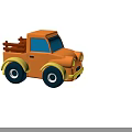 Yellow Cartoon Style Toy Truck With Wooden Railings And Blue Windows