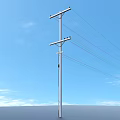 Pole Wire High Voltage Line AC Wire 3d model